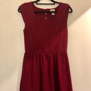 Wine red fit and flare dress